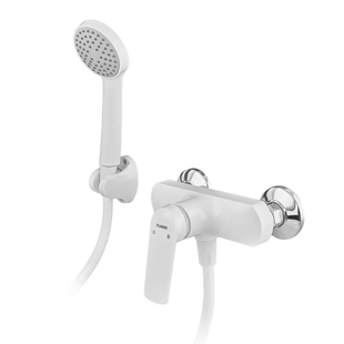 Змішувач для душової кабіни Plamix Lucas-003 SET White з шлангом, лійкою та к... PM0711 фото