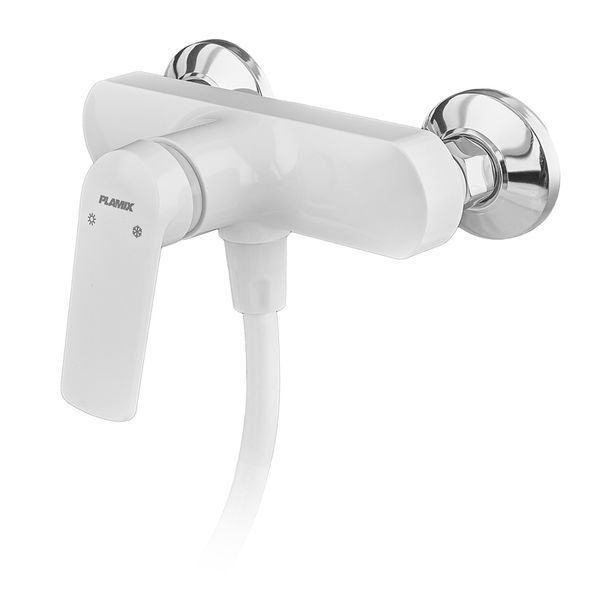 Змішувач для душової кабіни Plamix Lucas-003 SET White з шлангом, лійкою та к... PM0711 фото