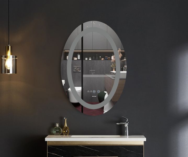 Дзеркало Mixxus PLAIN MV02-50x70 з LED Touch, Anti-fog, димером, регулятором яскравості, годинником (MI6010) MI6010 фото