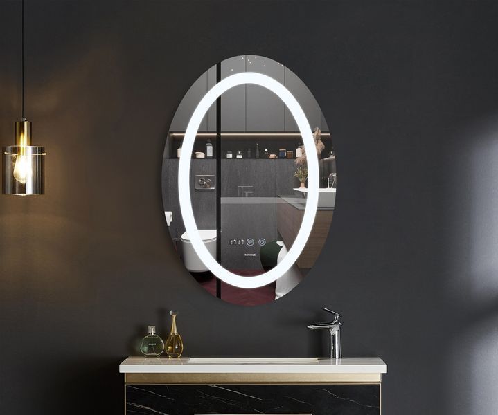 Дзеркало Mixxus PLAIN MV02-50x70 з LED Touch, Anti-fog, димером, регулятором яскравості, годинником (MI6010) MI6010 фото