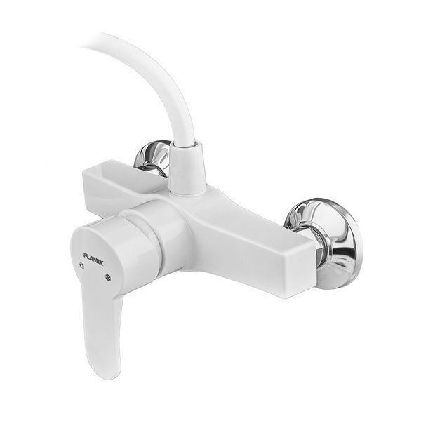 Змішувач для душа PLAMIX MARIO-003 SET WHITE (зі шлангом, лійкою та кронштейн... MX1894 фото