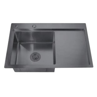 Кухонна мийка Zerix ZH7849L-215 Nano-Black (3.0/0.8) з нержавіючої сталі (MX1590) MX1590 фото