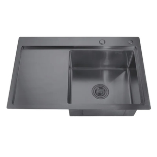 Кухонна мийка Zerix ZH7849R-215 Nano-Black (3.0/0.8) з нержавіючої сталі (MX1592) MX1592 фото