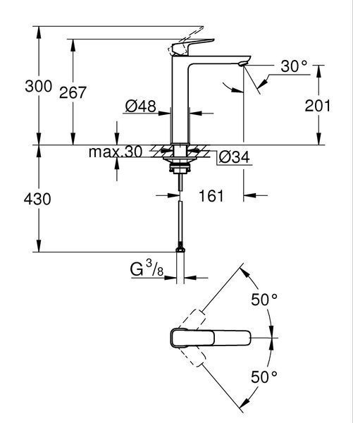 Одноважільний змішувач для раковини XL-розміру Grohe Cubeo (1017292430) 1017292430 фото