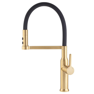Змішувач для кухні MIXXUS PREMIUM PULL 017 BRUSHED GOLD REFL.BLACK (Кол.мат.з... MI8280 фото