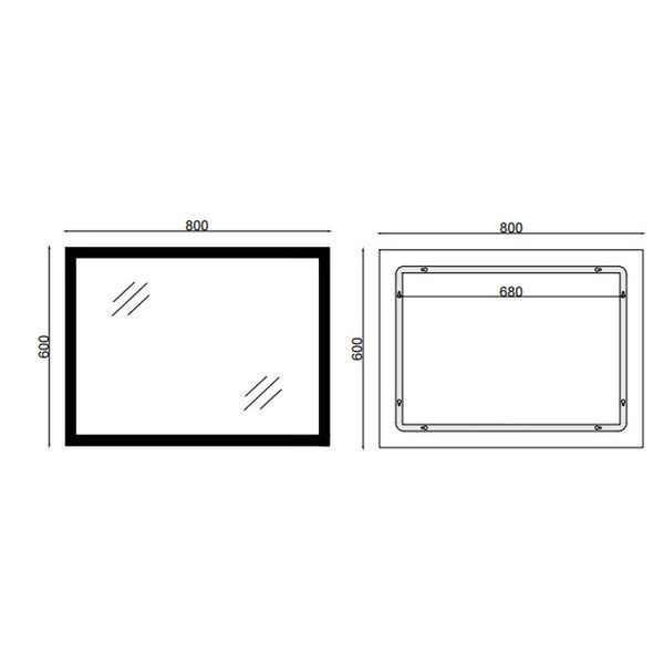 Дзеркало Mixxus FLAT MR04-80x60 з LED Touch, Anti-fog, димером, регулятором яскравості, годинником (MI6928) MI6928 фото