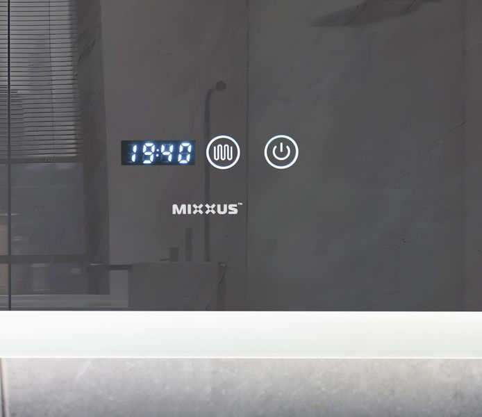 Дзеркало Mixxus FLAT MR04-80x60 з LED Touch, Anti-fog, димером, регулятором яскравості, годинником (MI6928) MI6928 фото