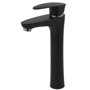 Змішувач для умивальника Plamix Cezar-001 HIGH SET Matte black (з підведенням... PM0664 фото