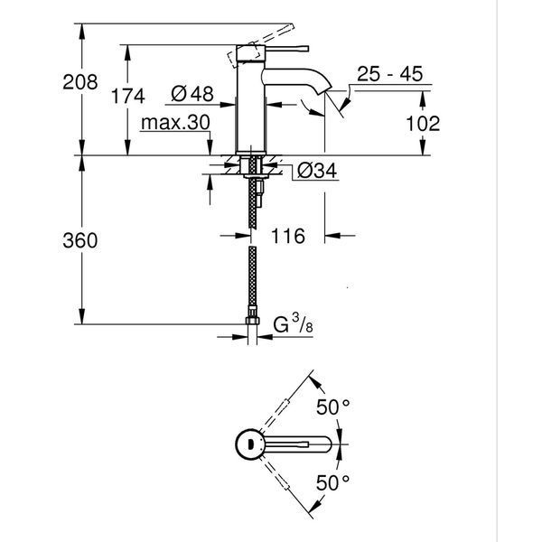 Змішувач одноважільний для раковини S-Size Grohe Essence (24172KF1) 24172KF1 фото