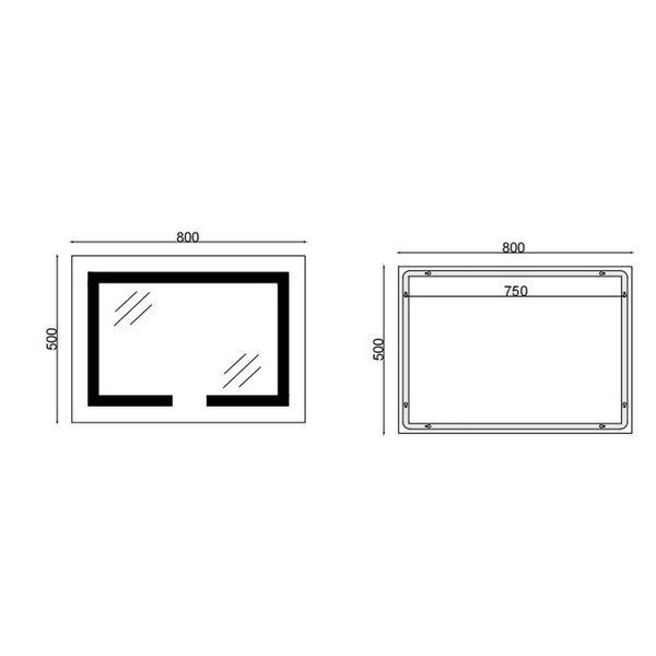 Дзеркало Mixxus HARD MR07-80x50 з LED Touch, Anti-fog, димером, регулятором яскравості (MI6658) MI6658 фото