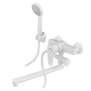 Змішувач для ванни PLAMIX OSCAR-006 SET WHITE (зі шлангом, лійкою та кронштей... PM0703 фото