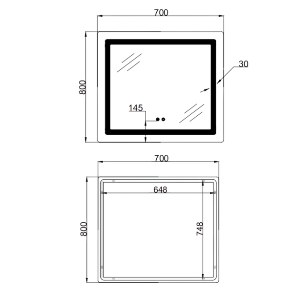 Дзеркало Mixxus WARM MR12-80x70-Reverse з LED Touch, Anti-fog, димером, регулятором яскравості (MI6936) MI6936 фото