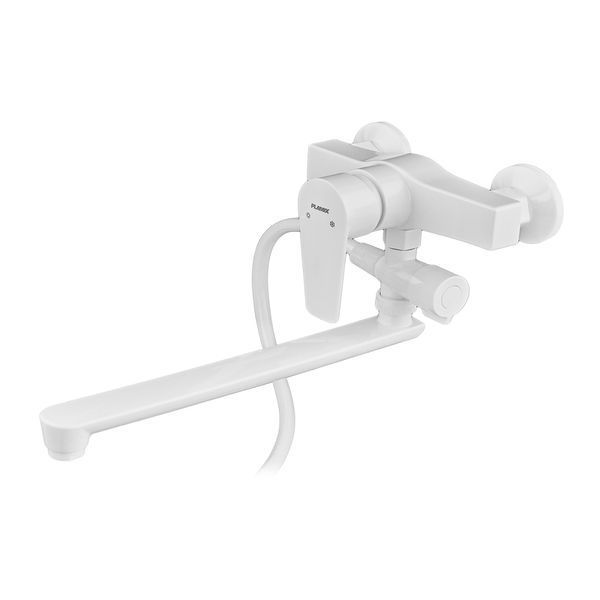 Змішувач для ванни PLAMIX OSCAR-006 SET WHITE (зі шлангом, лійкою та кронштей... PM0703 фото