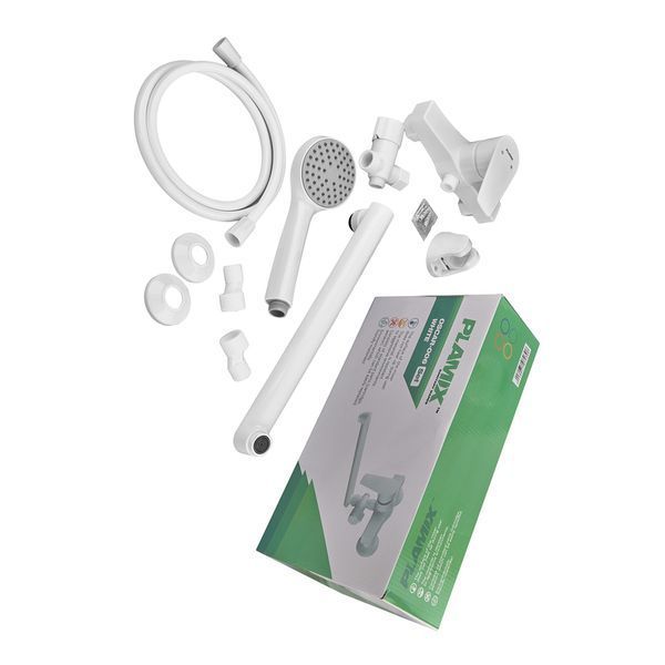 Змішувач для ванни PLAMIX OSCAR-006 SET WHITE (зі шлангом, лійкою та кронштей... PM0703 фото