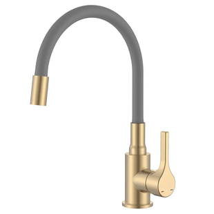 Змішувач для кухні Zerix Rex-011 Brushed Gold Refl.Grey з нерж.сталі (Колір м... ZX6133 фото