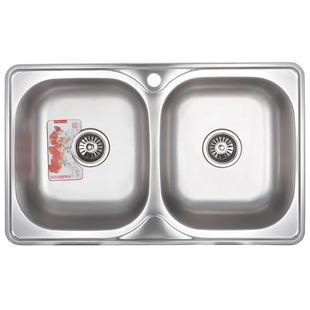 Кухонна мийка Zerix Z7848D-08-180E Double (Satin) (ZS0578) ZS0578 фото