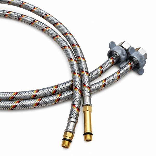 Комплект шлангів для змішувача (кортка + довга голка) М10*1/2" 1,0 м Raftec 50100 фото