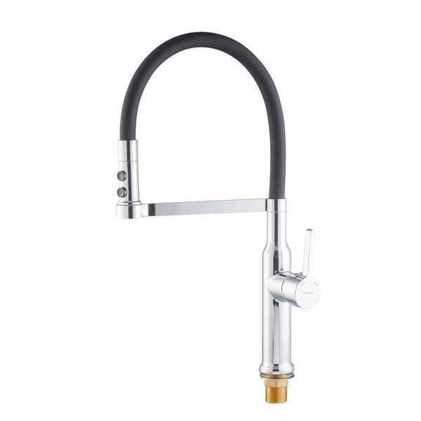 Змішувач для кухні MIXXUS PREMIUM PULL 017 REFL.BLACK (Колір хром+силік.вилив... MI8277 фото