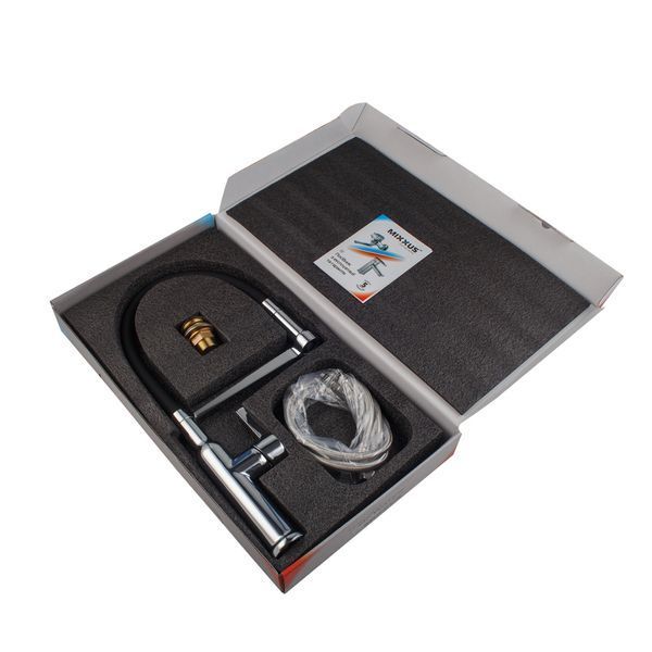 Змішувач для кухні MIXXUS PREMIUM PULL 017 REFL.BLACK (Колір хром+силік.вилив... MI8277 фото