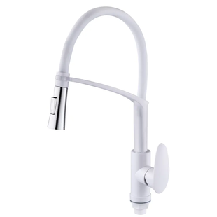 Змішувач для кухні Plamix Cezar-017 Set White Refl.White з силік.виливом (з п... PM0743 фото