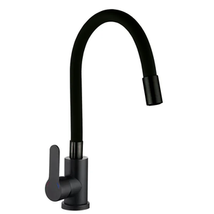 Кухонний змішувач із силіконовим виливом Zerix DAX-011 Black Refl.Black (нерж... ZX4820 фото
