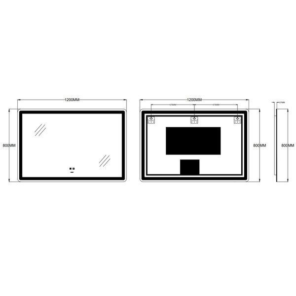 Дзеркало Zerix Mirra MR05-120x80 з LED Touch, Anti-fog, димером, регулятором яскравості (ZX6061) ZX6061 фото