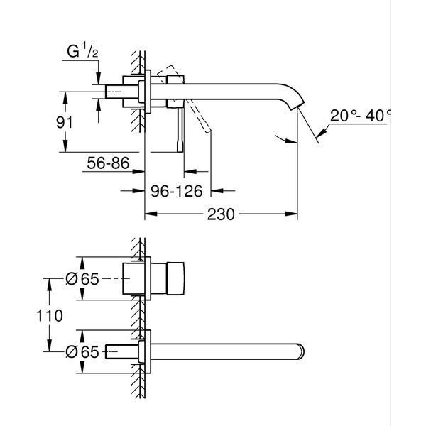 Змішувач для раковини Grohe Essence на 2 отвори L-Size (29193001) 29193001 фото