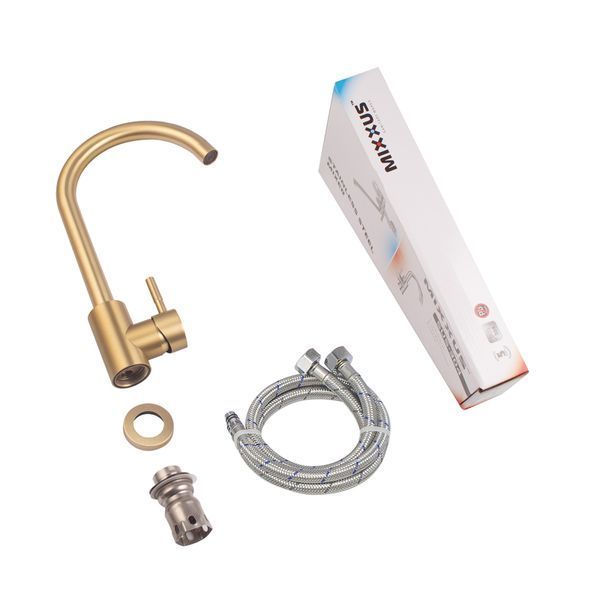 Змішувач для кухні Mixxus SUS-011 Brushed Gold з нерж.сталі SUS304 (Колір мат... MI8435 фото