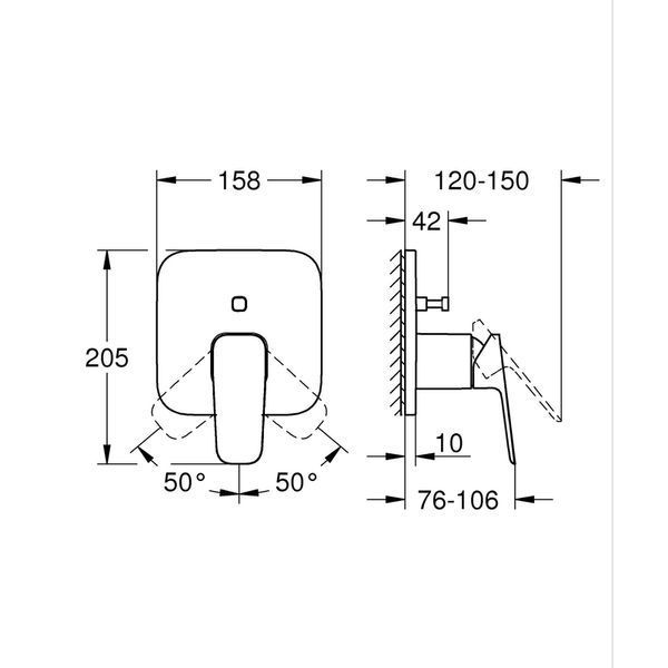 Змішувач одноважільний прихованого монтажу для ванни Grohe Cubeo з перемикаче... 1017782430 фото