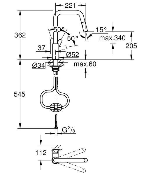 Змішувач для кухні Grohe Eurosmart (30619000) 30619000 фото