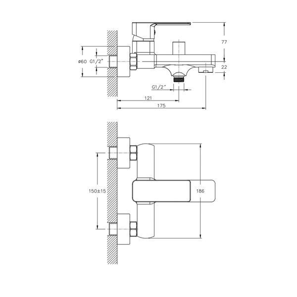 Змішувач для ванни Haiba Kubus 009 (HB0798) HB0798 фото