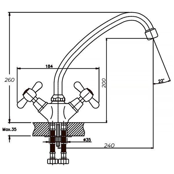 Змішувач для кухні Haiba Dominox 271 (HB0078) HB0078 фото