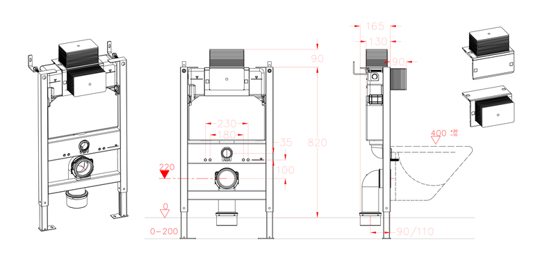Інсталяція для підвісного унітазу Koer KT-0403 500x165x820mm (без панелі змиву) (KR5313) KR5313 фото