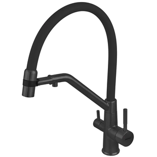 Змішувач для кухні з силіконовим виливом Zerix MAG-021 Black Refl.Black з нер... ZX6006 фото