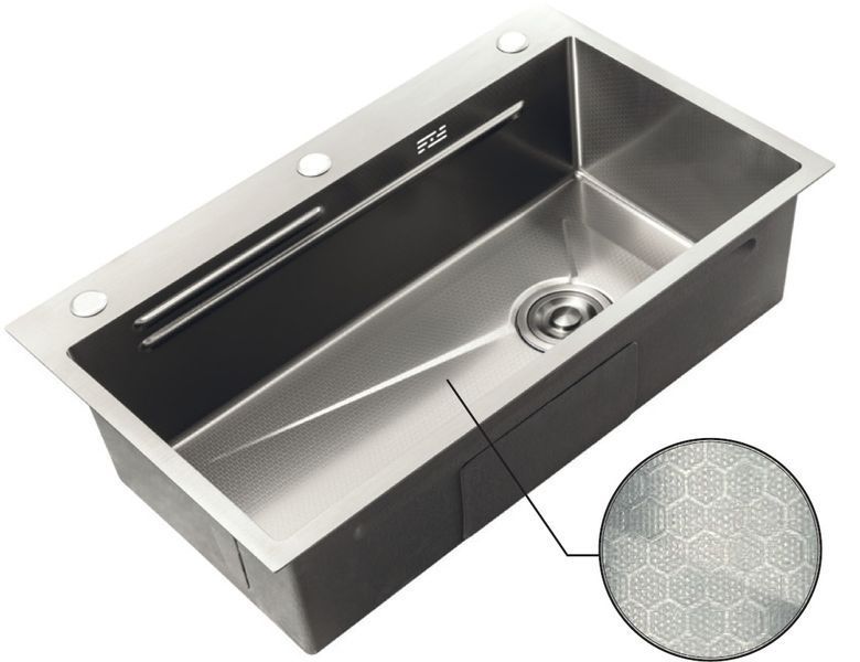 Кухонна мийка Zerix ZH7545-SET-05 DECOR NANO-SILVER (3.0/0.8) з нерж. сталі, комплект (нержавійка) (ZM5584) ZM5584 фото