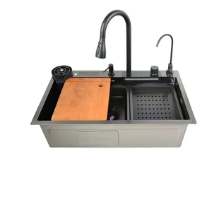 Кухонна мийка багатофункціональна Zerix ZH7546-SET-06 DECOR NANO-BLACK з вбудованим змішувачем (ZX5681) ZX5681 фото