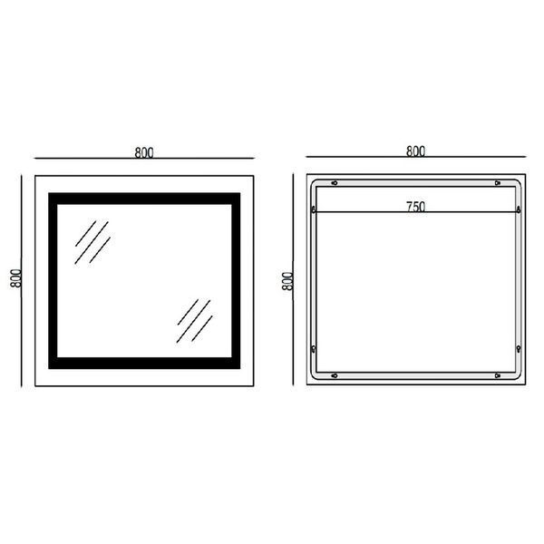 Дзеркало Mixxus WARM MR02-80x80 з LED Touch, Anti-fog, димером, регулятором яскравості, годинником (MI6934) MI6934 фото