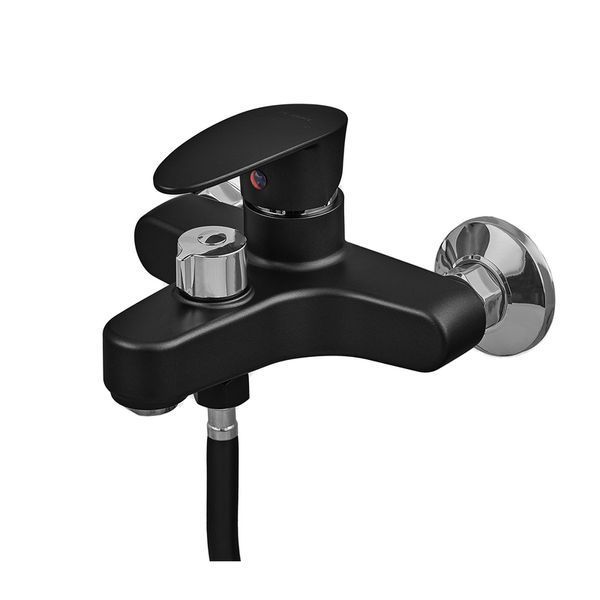 Змішувач для ванни Plamix CEZAR-009 EURO SET Matte black, зі шлангом, лійкою ... PM0693 фото