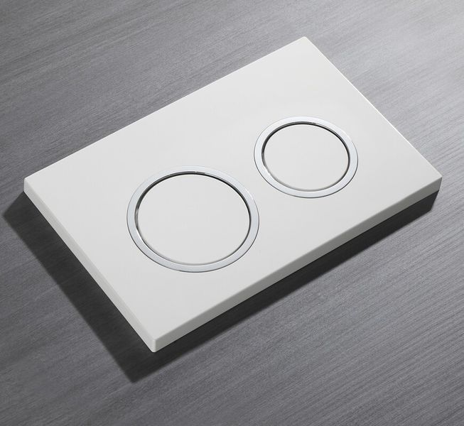 Панель змиву Koer KT-0605-03 220x140x12mm пластикова, кнопка кругла (колір білий) (KR5316) KR5316 фото