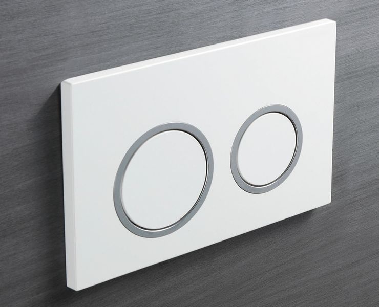 Панель змиву Koer KT-0605-03 220x140x12mm пластикова, кнопка кругла (колір білий) (KR5316) KR5316 фото