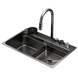 Кухонна мийка Zerix ZH7548-SET-03 Nano-Black з вбудованим змішувачем з нерж. сталі (ZM5577) ZM5577 фото 1
