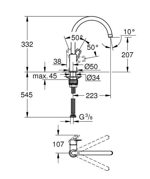 Змішувач для кухні Grohe BauLoop New (31368001) 31368001 фото