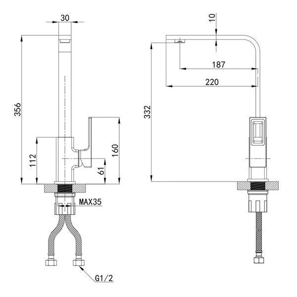 Змішувач для кухні Mixxus Premium DANTE 017 (MI6791) MI6791 фото
