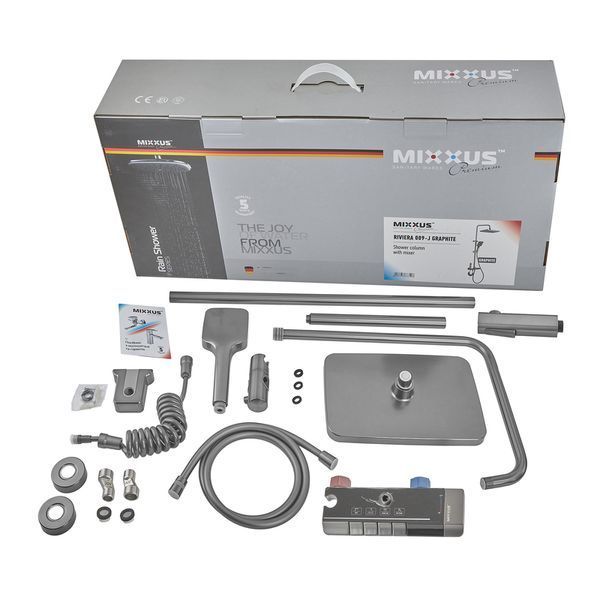 Душова колона зі змішувачем Mixxus Premium RIVIERA 009-J GRAPHITE з кнопкою п... MI6835 фото