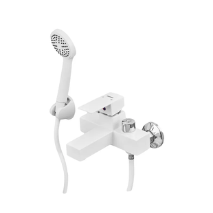 Змішувач для ванни Plamix Kubus-009 EURO SET White (з шлангом, лійкою та крон... PM0673 фото