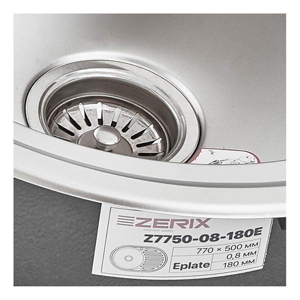 Кухонна мийка Zerix Z7750-08-180E (Satin) (ZM0596) ZM0596 фото