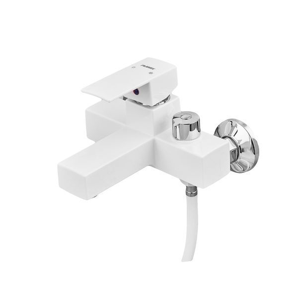 Змішувач для ванни Plamix Kubus-009 EURO SET White (з шлангом, лійкою та крон... PM0673 фото