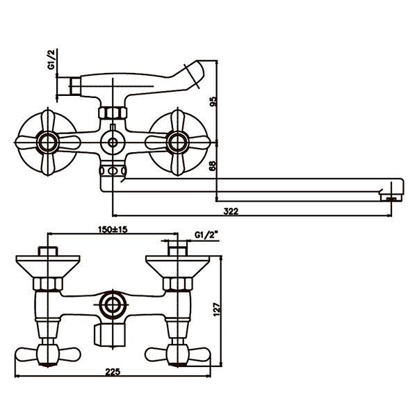 Змішувач для ванни Haiba Dominox 140 (HB0064) HB0064 фото