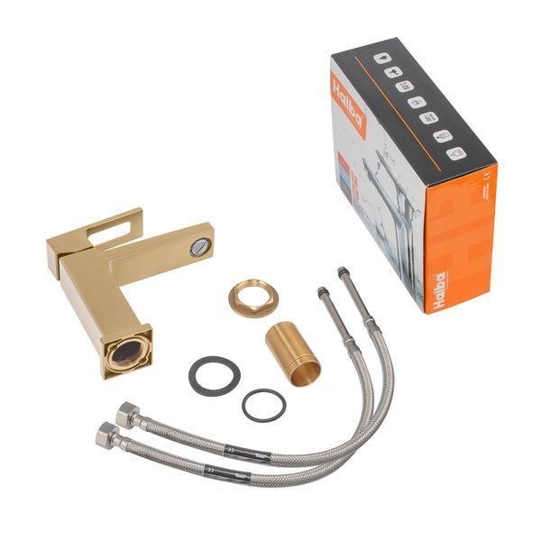 Змішувач для умивальника Haiba KANT 001 BRUSHED GOLD (HB9605) HB9605 фото