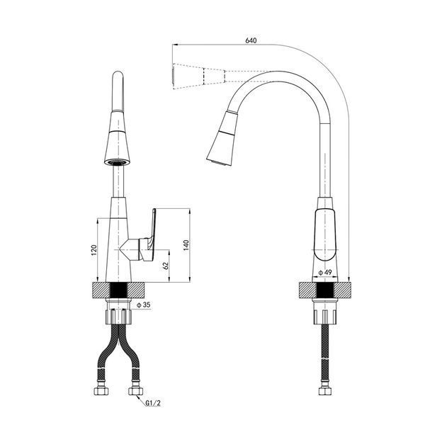 Змішувач для кухні Mixxus Premium Matis 011-T (NUT) Refl.Gray (Колір хром+сил... MI8267 фото